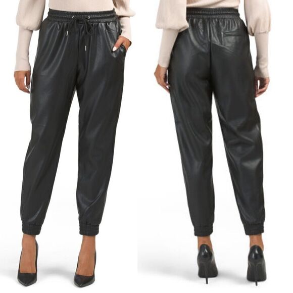 Bagatelle Women's Faux Leather Jogger in Black Size Medium - Picture 1 of 10